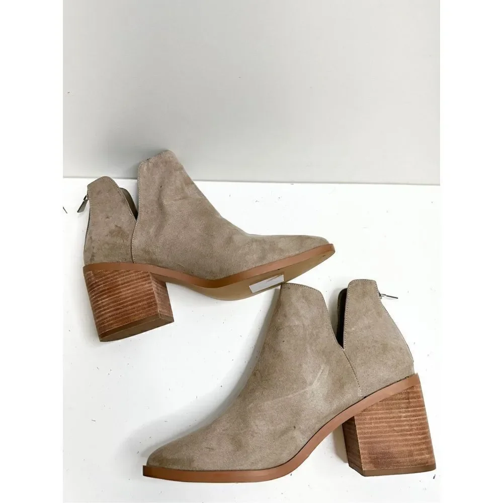 BP Boots Womens 10 Brynne‎ Gray Block Heel Cut Out Zip Western Booties
